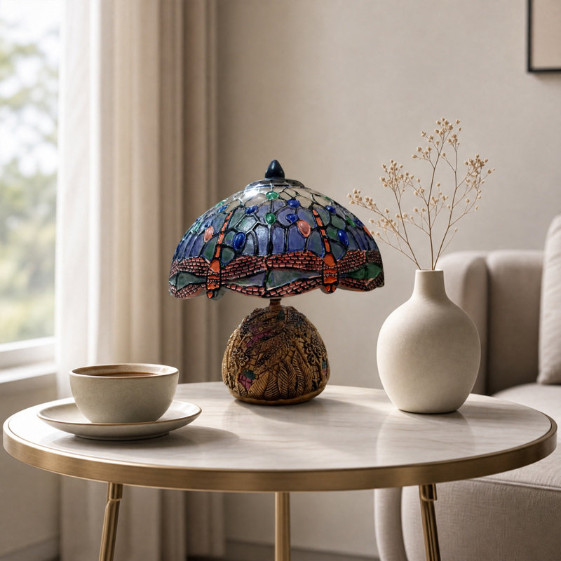 Lampe de table en résine en forme de parapluie rétro en forme de veilleuse à DEL de style lampe de bureau décorative pour tablette de chambre à coucher