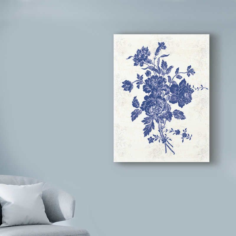 « toile roses viii indigo », reproduction d’impression sur toile tendue, H 19 po x l 14 po x P 2 po