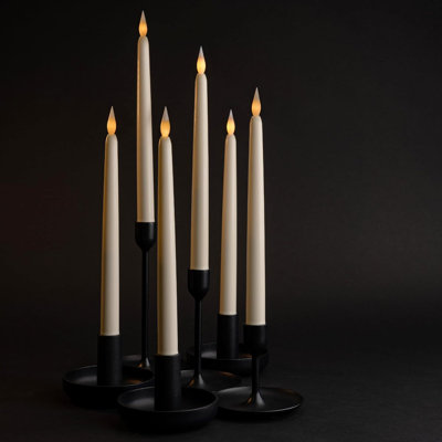  24 Pack, 11" LED Flameless Ivory Taper Flickering Candles Lights, Clickable On/Off Button, Battery Operated Electric Long Tall Candlesticks for Holiday Christmas Candelabra Wedding Window