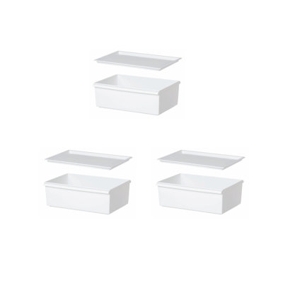 Like-it Plastic Container Storage Box Set with Lids White for Closet Pantry Set of 3