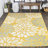 Zinnia Modern Floral Textured Weave Yellow/Cream Indoor/Outdoor Rug-1654883123