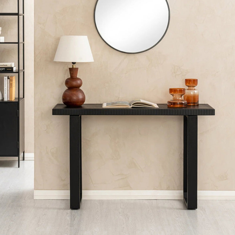 Console simple de style italien, H 29,9 po x l 63 po x P 15,4 po, Noir