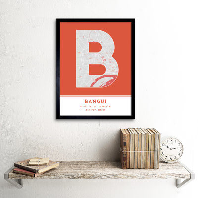 Bangui Central African Republic City Map Orange - Single Picture Frame Typography