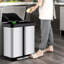 Stainless Steel Dual Compartment Kitchen Trash Can - 72L (2 x 36L) - No Inner Buckets, Bag Retainer - Soft-Close Lids, Separate Pedals - Leak-Proof, Odor Resistant - Modern Design for Home & Office