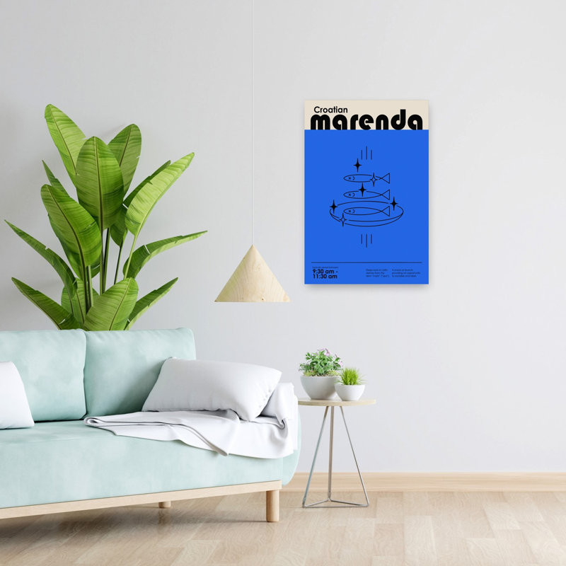 Croate, Marenda, poisson, art abstrait moderne, paysage océanique, H 24 po x l 16 po