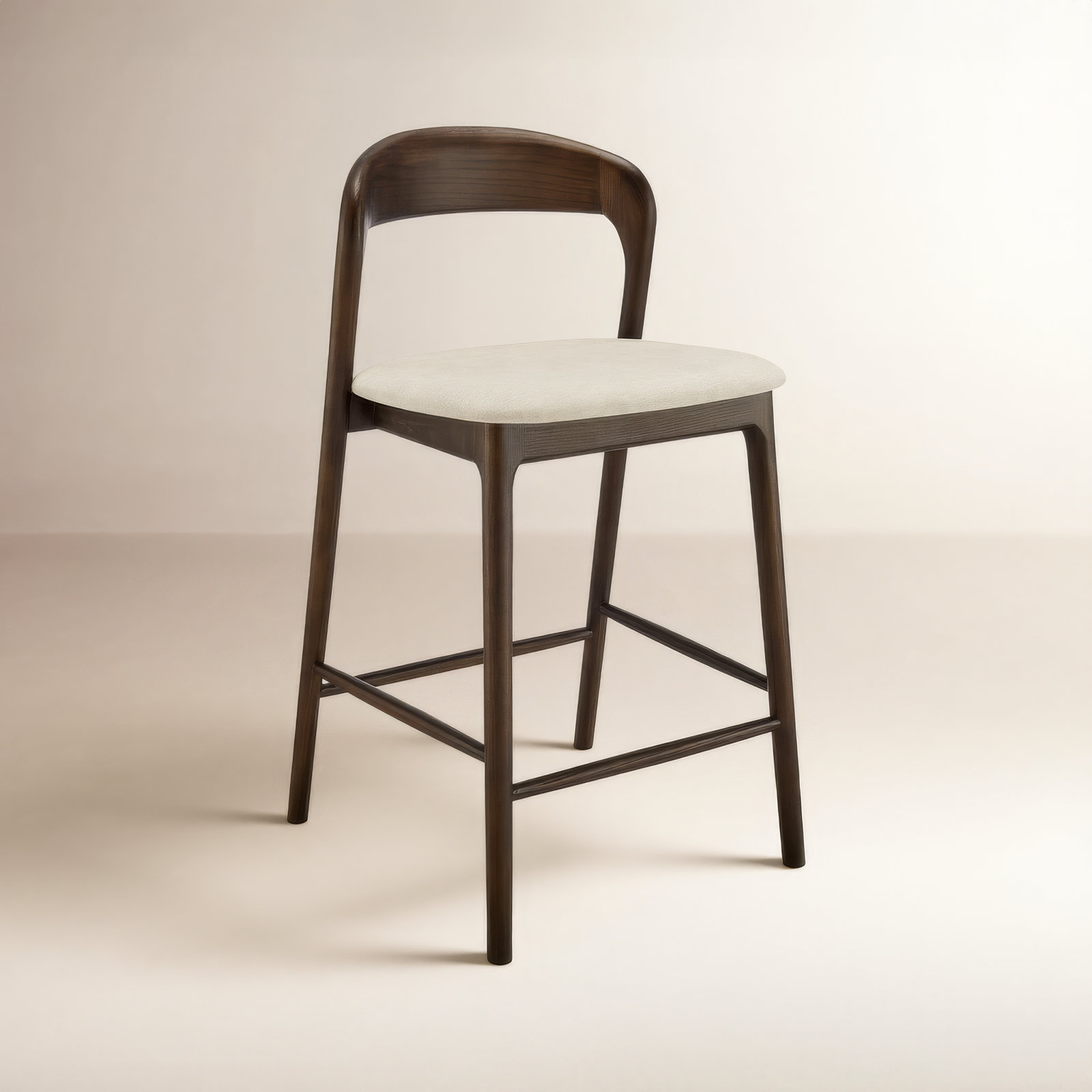 Celestia Upholstered Solid Wood Counter Stool, Dark Brown