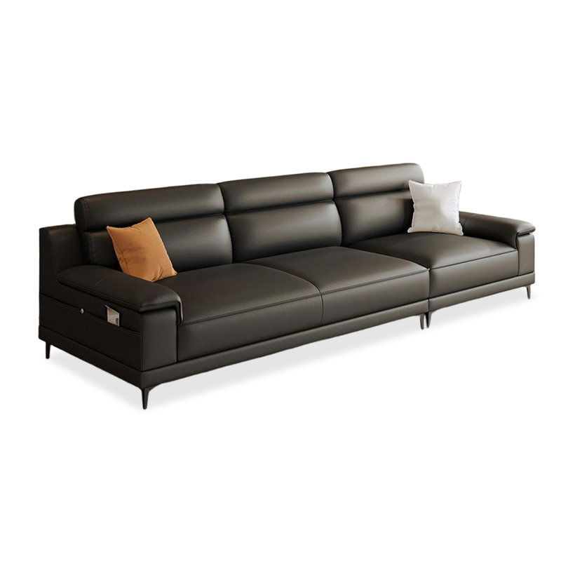 Canapé modulaire noir en similicuir, Noir