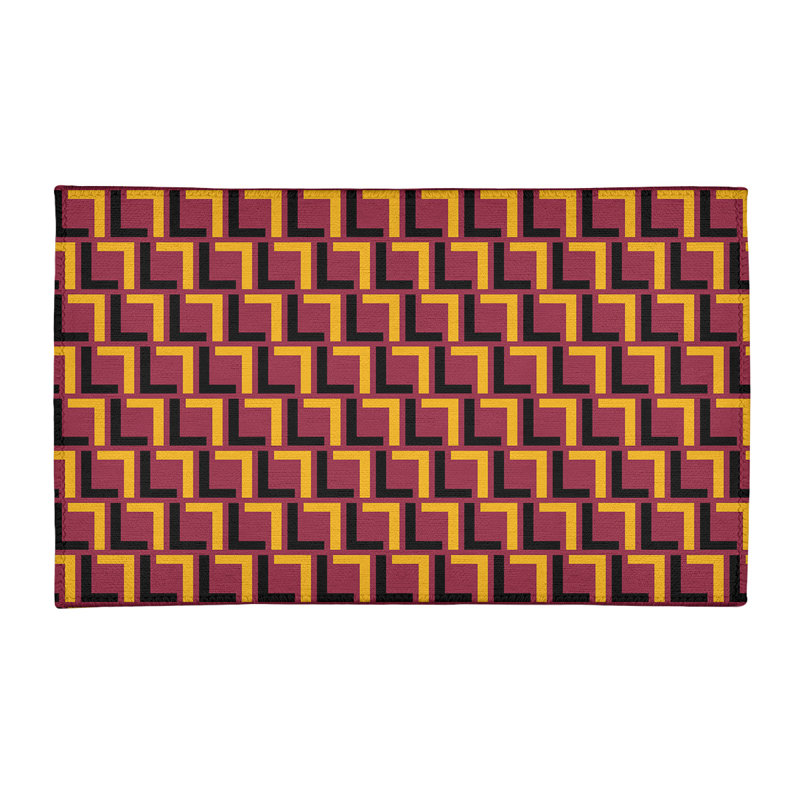Tapis géométrique rouge / jaune / noir, Rectangle 4 pi x 6 pi