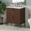 Meuble-lavabo de 30 po avec lavabo en céramique, autoportant, poignées verticales + tiroirs pleine extension, conception cannelée, glissières de tiroir à fermeture en douceur-834619903