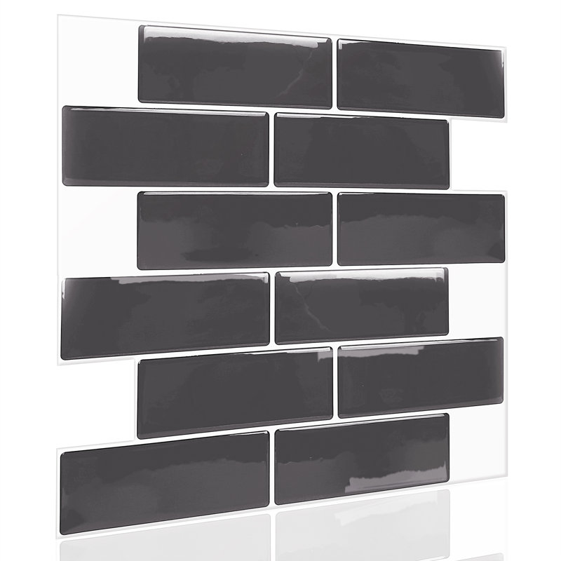 12 pieces of 6" x 12" Gel Peel & Stick Subway Tile, Black
