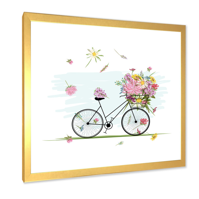 Floral Floral Illustration II - décoration murale glam sur toile, Encadrement doré, H 30 po x l 30 po x P 1 po