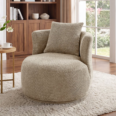 Fauteuil demi-tonneau pivotant de 31,89 po avec coussin d'appoint rembourré à 360 ° pour chambre et appartement