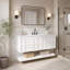 Ensemble de meuble-lavabo mural 48 po avec tablette ouverte à 2 tiroirs et plateau de lavabo intégré