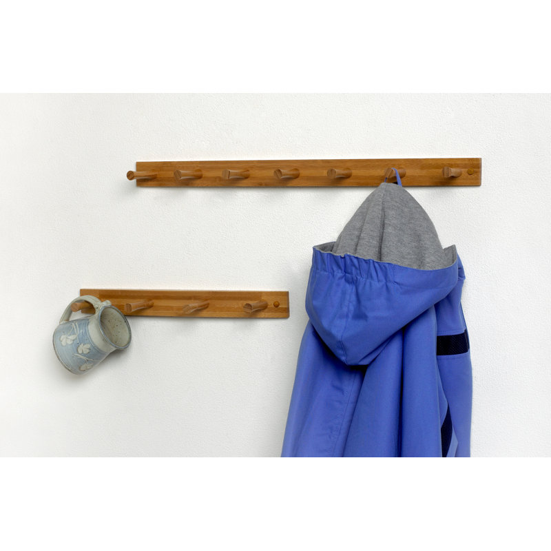 Sariye Solid Wood Wall 7 - Hook Wall Mounted Coat Rack, Bamboo