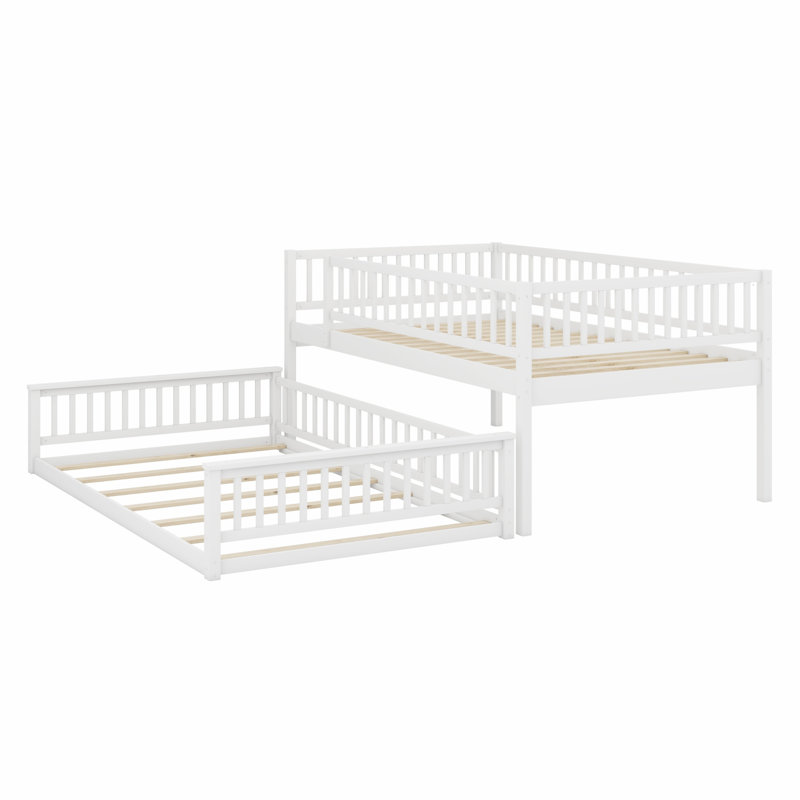 Bunk Bed With Ladder And Guardrails, White