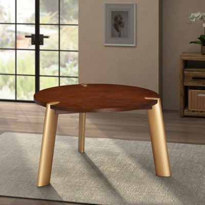 Ntc Tribase 47 Inch Modern Design, Round Dinner Table For Dining Room, Living Room Furniture, Effortless Assembly, Dark Walnut