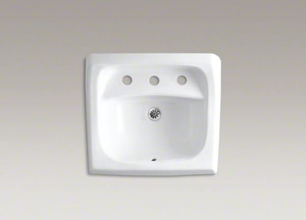 Kingston Vitreous China Rectangular Wall Mount Bathroom Sink with Overflow, White, 8"