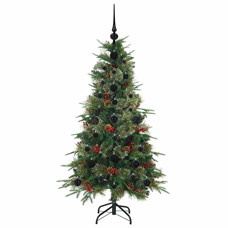 Artificial Hinged Christmas Tree Green PE and PVC, 3.94' H, Green/Black