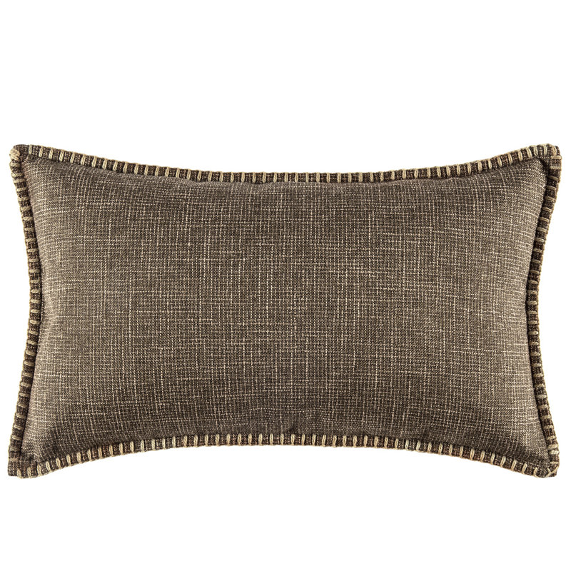 Solid Colour Linen Throw Pillow, 14" x 20", No, Chocolate Brown
