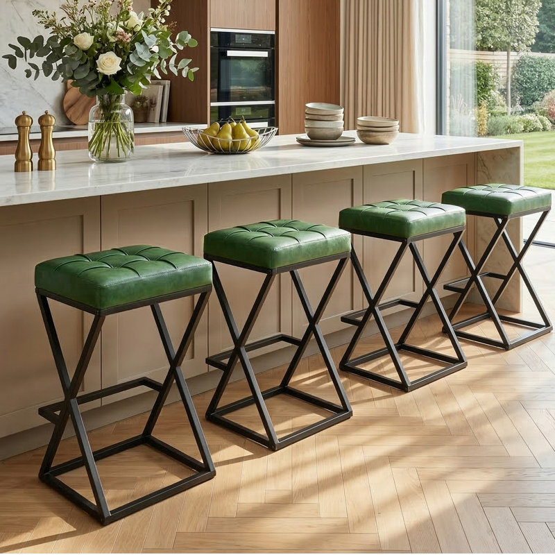Tabouret de bar Mid-Century 26 po, Vert