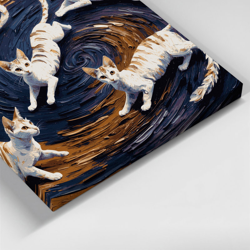 «Cats Devon Rex», art mural sur toile grise, H 20 po x l 30 po