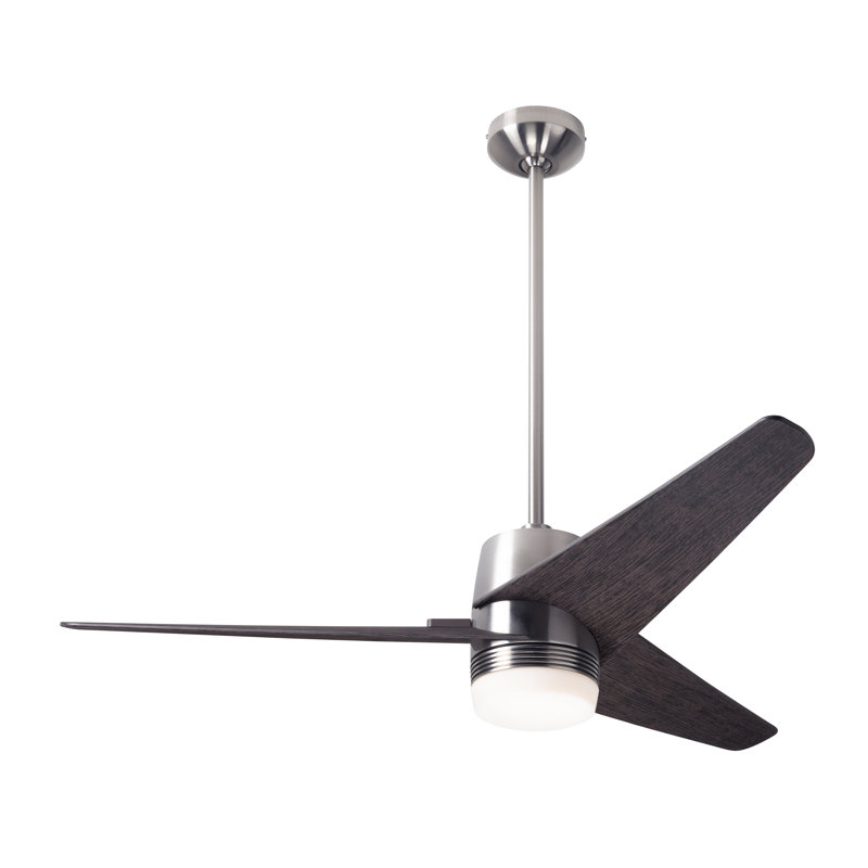 Velo 48'' Ceiling Fan with LED Lights, Wall Control, Ebony, Bright Nickel