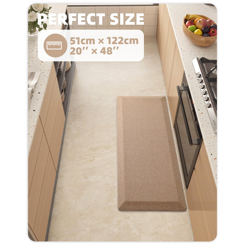 Anti-Fatigue Non-Skid Kitchen Mat, Runner 1'8" x 4', Khaki