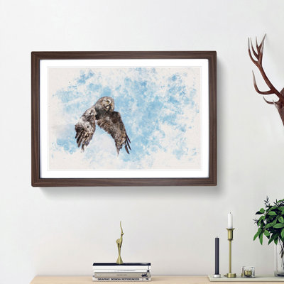 Flying Great Grey Owl - Picture Frame Painting Print