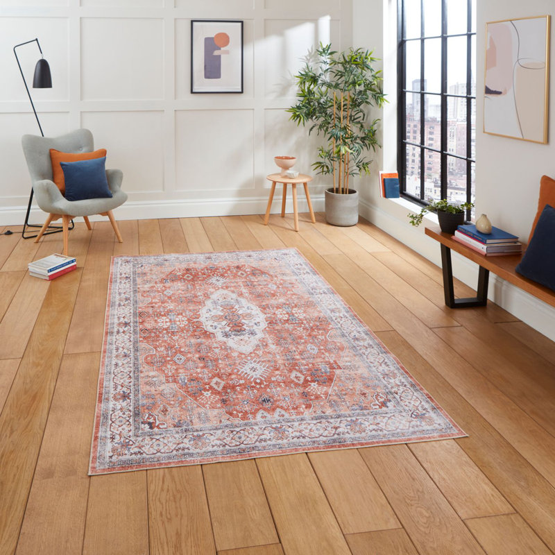 Tabriz area rug Digitally Printed Rectangle Terracotta, Rectangle 120 x 180cm