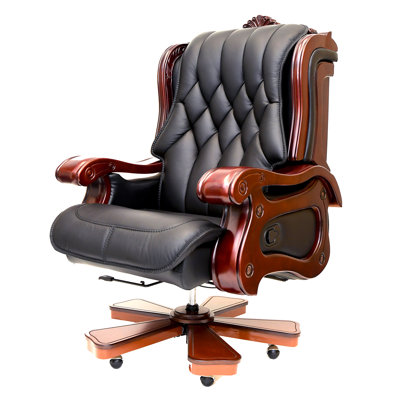Pridemore Genuine Leather Executive Chair with Headrest