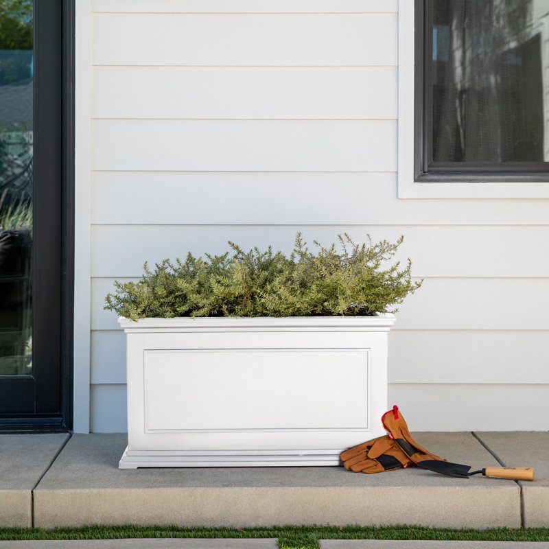 Abram 33" W x 16" D Planter Box with Drainage Holes, White