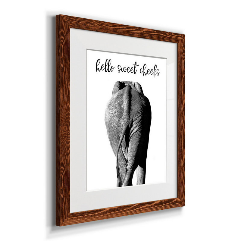 Elephant Bum - Reproduction d'art textuel sur papier encadré, H 24 po x l 18 po x P 1,5 po, Érable encadré