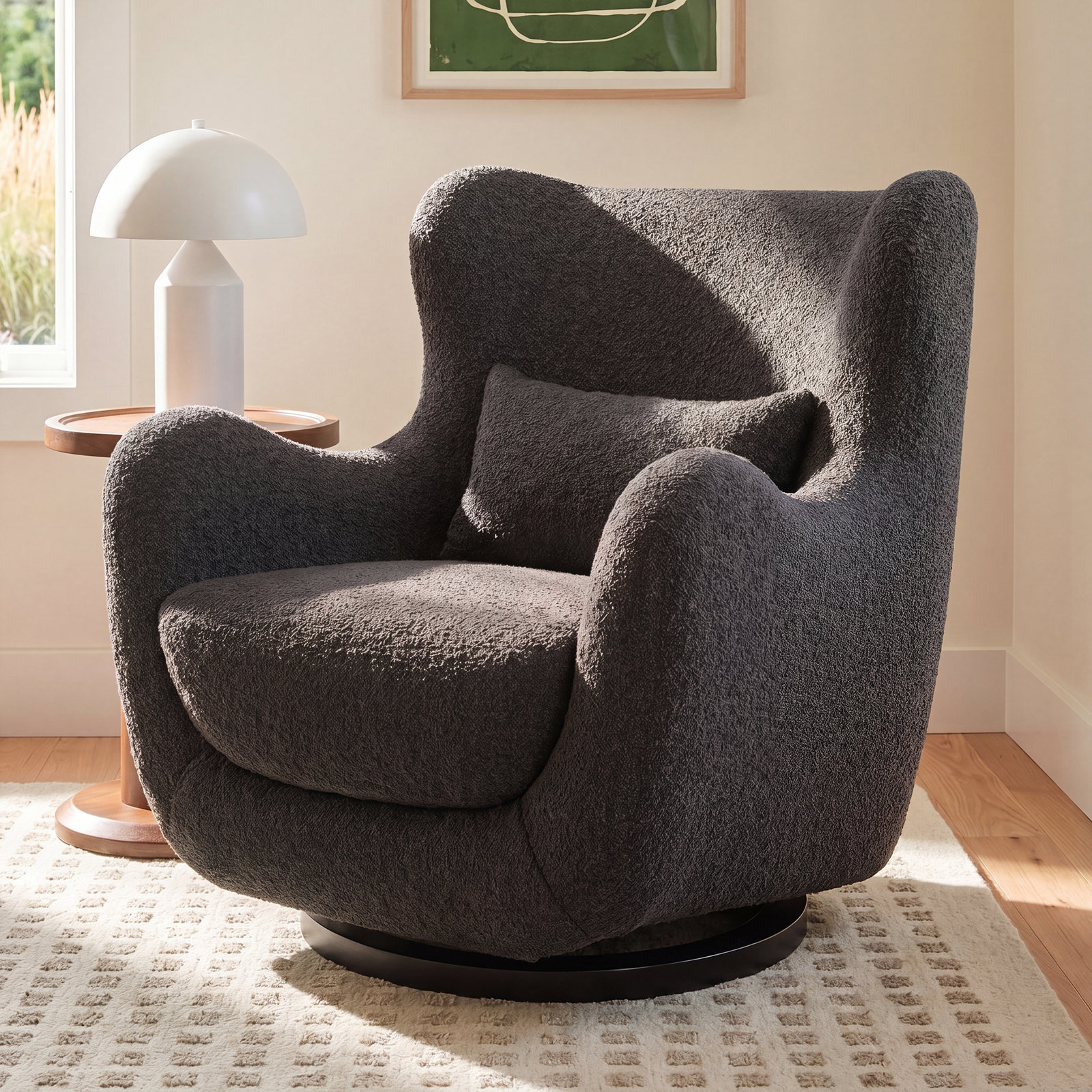 Solstice Swivel Glider, Black Boucle