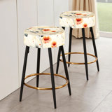 Beige Meadow Flowers Boho Pattern III - Floral Bar Stools Set Of 2