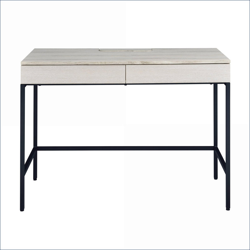 Bureau, Bureau d'écriture rustique moderne avec 2 tiroirs, l 42,5 po x P 19,5 po x H 30,5 po | Naturel + noir | Bois et métal