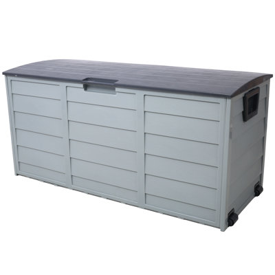 All Weather Uv Pool Deck Box Storage Shed Bin Backyard Patio Outdoor W/ Wheel,75 Gallon Resin Deck Box-Organization And Storage For Patio Furniture Ou