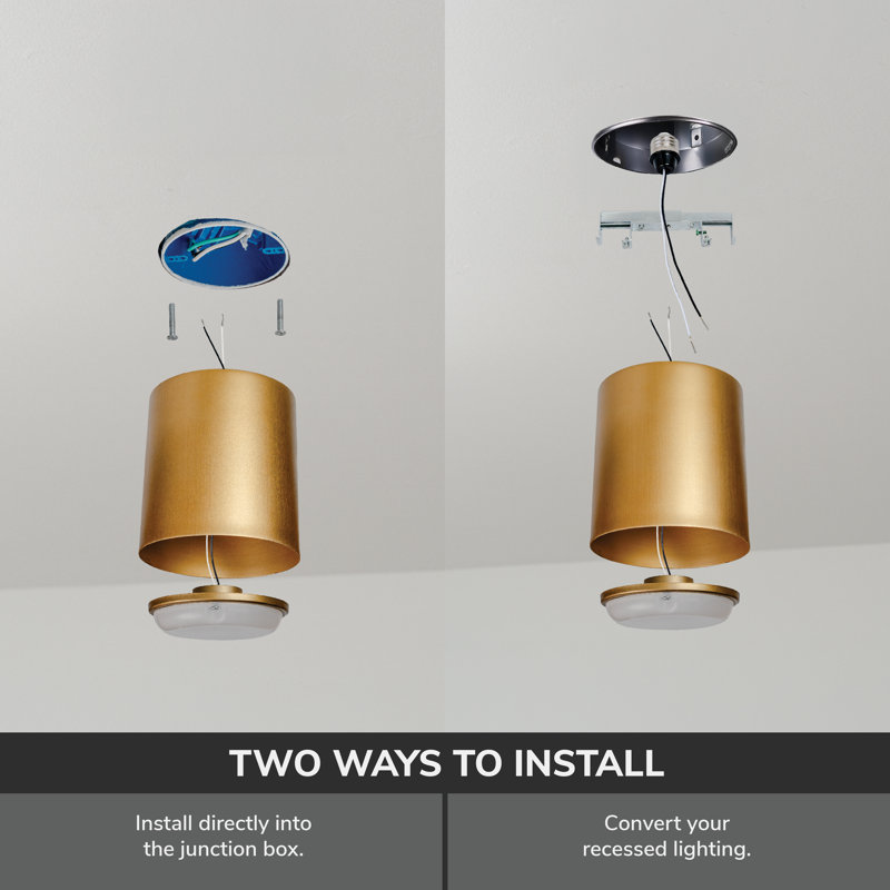 Luxe Gold Small Drum LED Flush Mount Ceiling Light