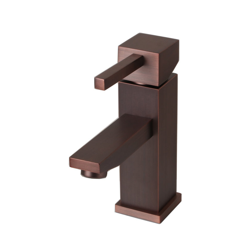 Single-Hole Bathroom Faucet with Drain Assembly, Brown Bronze