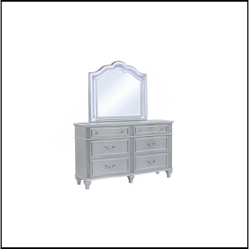 Miroir de style contemporain en bois argenté