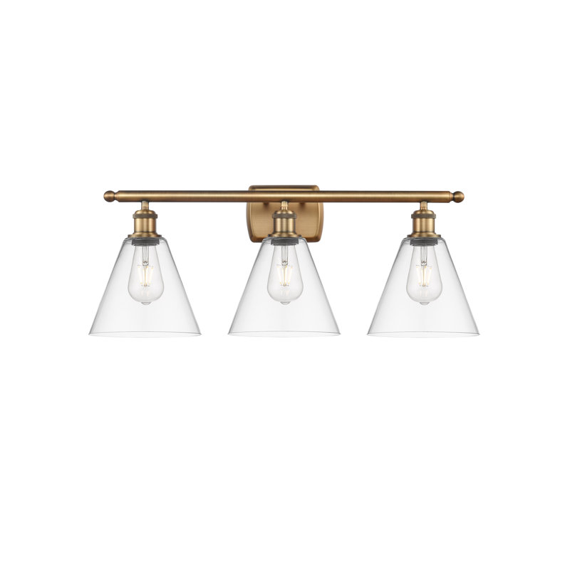 Éclairage pour salle de bain 3 lumières Harini, Transparent, Laiton brossé, Incandescente
