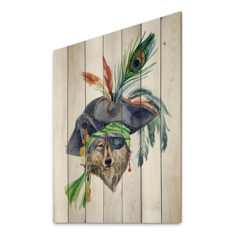 Chapeau de pirate créature animalière - peinture sur bois sans cadre, H 40 po x l 30 po x P 1 po