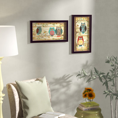 The Wise Owls 2-Piece Vignette Framed Wall Art for Living Room, Home Wall Décor by Annie LaPoint