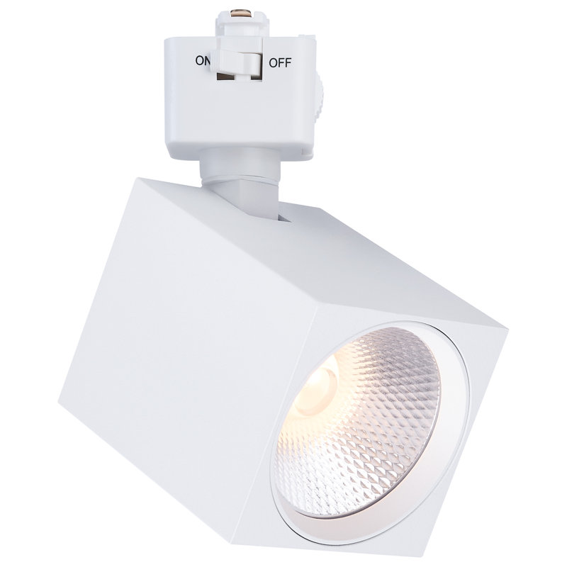 8 Watt LED Track Head 2700K/3000K/3500K/4000K/5000K CCT Selectable Dim to Warm J Style 36 Degree Beam Angle 120 Volt White Square