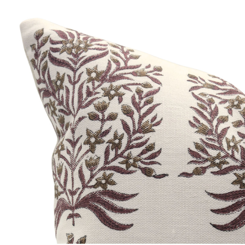 Housse de coussin d'intérieur / extérieur Floral Linen, H 14 po x l 20 po, Blanc Virandavan floral 2, Rectangulaire
