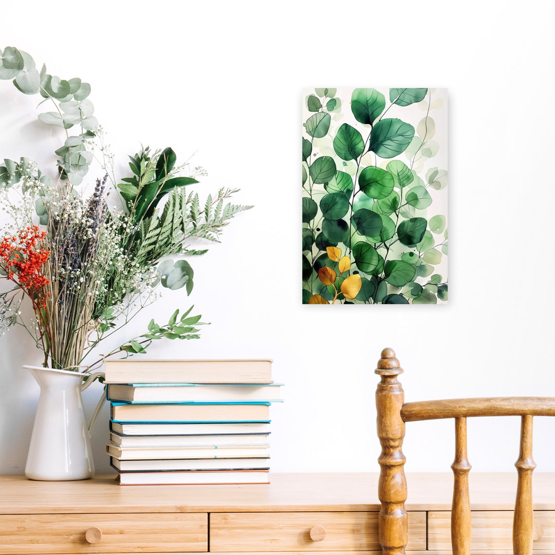 Watercolor Eucalyptus Foliage Delicate Organic Serene Nature Plant Wall Art Print
