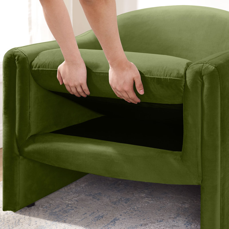 Sephine 31.2" Upholstered Nordic-style Accent Chair, Olive Green Velvet