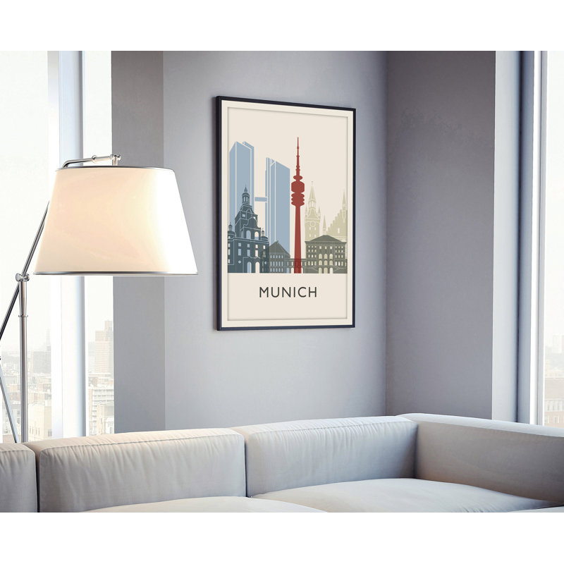 Illustration de Munich, villes du monde, impression sans cadre, affiche de bureau à domicile en Allemagne