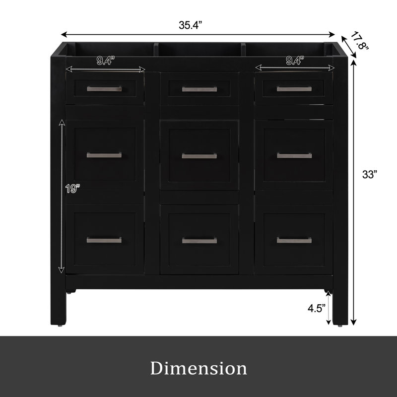 Meuble-lavabo 36 po (lavabo non inclus), Noir, noir, noir, noir