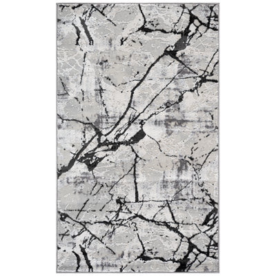 Tapis gris / noir abstrait Metzger