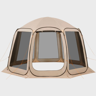 Screen House Tent, 12 X 11 Ft, 10-12 Person Pop Up Screen Tent, Portable Screened In Canopy With Carry Bag, Netting Sides, Ground Stakes, For Garden, Patio, Backyard, Outdoor Activities, Beige
